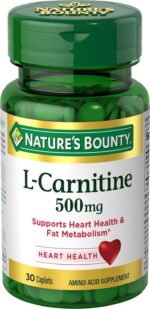 Nature's Bounty L-Carnitine, Supports Heart Health & Fat Metabolism, Amino Acid Supplement, 500 mg, 30 Tablets - Image 2