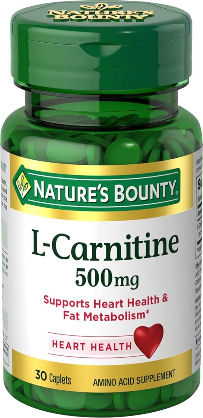 Nature's Bounty L-Carnitine, Supports Heart Health & Fat Metabolism, Amino Acid Supplement, 500 mg, 30 Tablets - Image 2