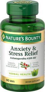 Nature's Bounty Stress Relief, Ashwagandha KSM-66, Supports Occasional Stress Relief, Dietary Supplement, Tablets, 90 Ct - Image 2