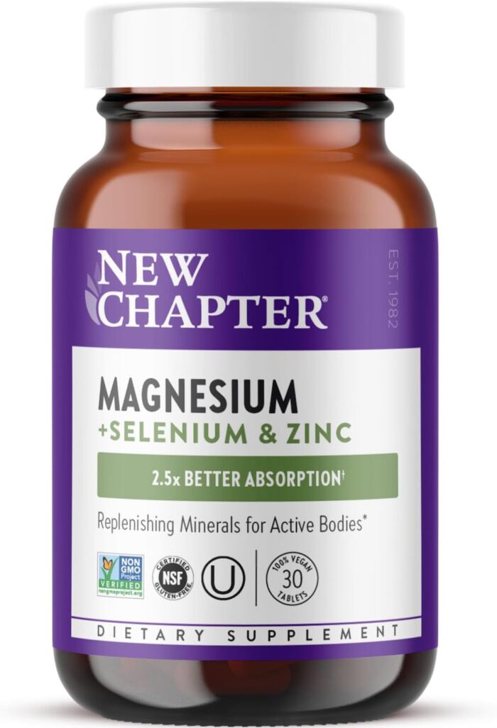 New Chapter Magnesium-Selenium-Zinc Supplement for Active Bodies, Bounce Back After Exercise with Muscle Support Minerals + Hydrating Electrolytes, 325 mg Magnesium in One-Daily Tablet, 30 Count - Image 2