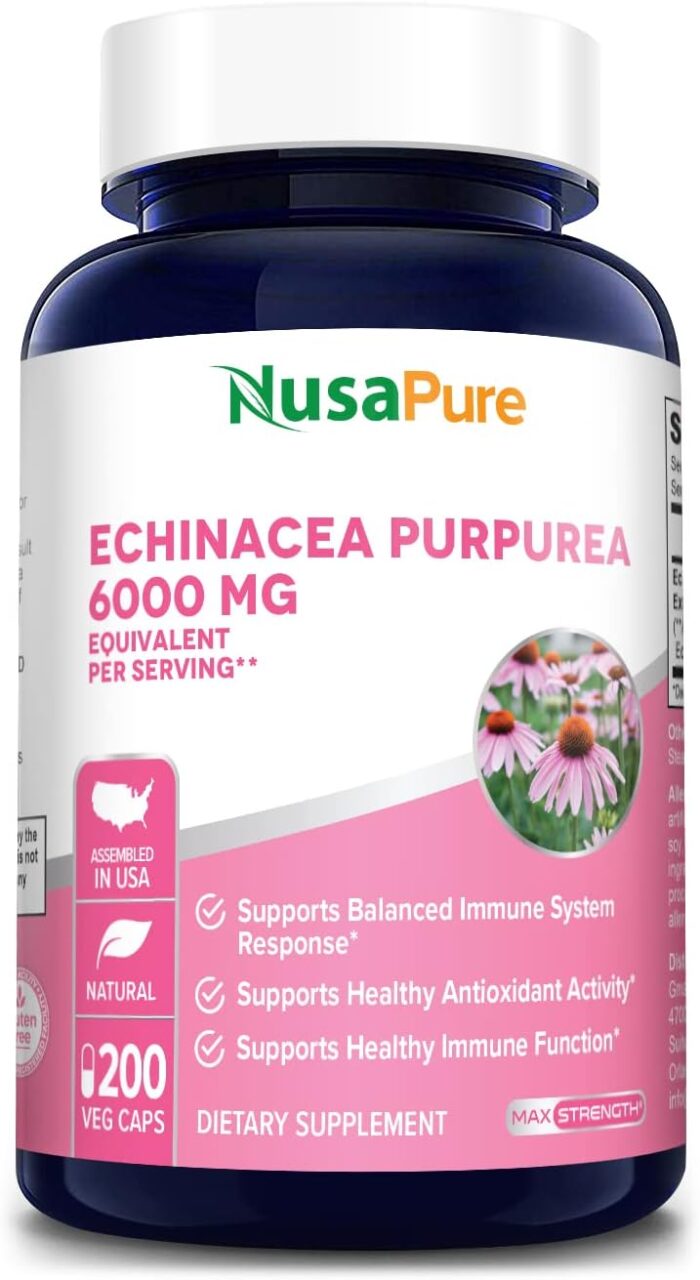 NusaPure Echinacea 20:1 Extract, 300 mg Equivalent to 6,000mg 200 Veggie Caps, Vegan, Non-GMO, Gluten Free Supplement - Image 2