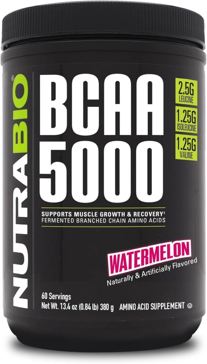 NutraBio BCAA 5000 Powder - Vegan Fermented BCAAs - Supports Lean Muscle Growth, Recovery, Endurance - 60 Servings - Watermelon - Image 2