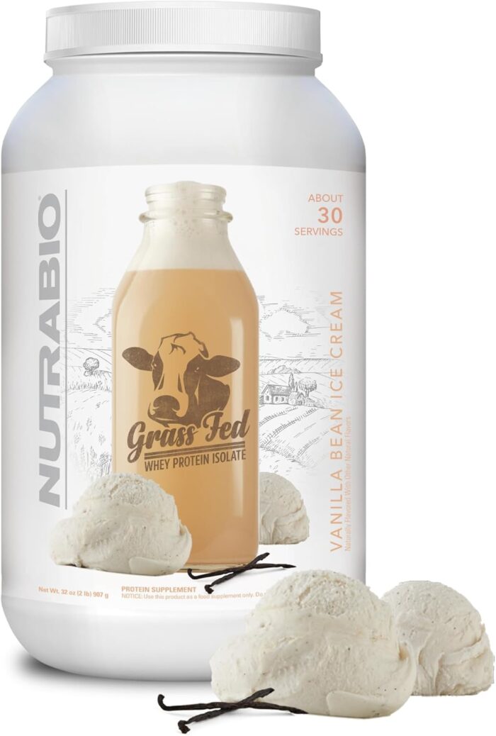 NutraBio Grass Fed Whey Isolate Protein Powder - 25G of Protein Per Scoop - Sugar Free Natural Lean Muscle Protein Supplement - Vanilla Bean- 2 Pounds, 29 Servings. - Image 2