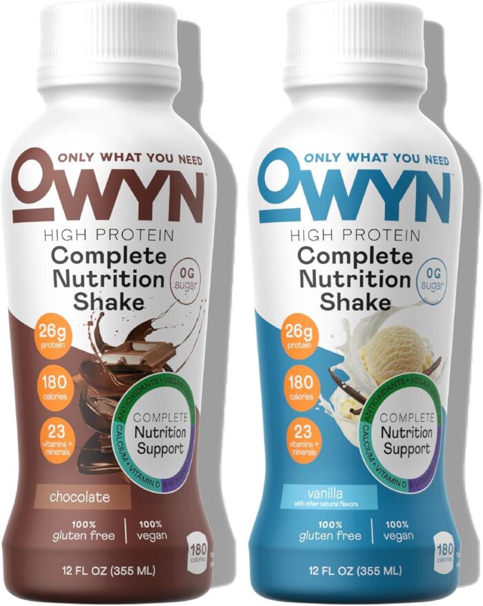 OWYN Only What You Need High Protein Plant Based Complete Nutrition Shake, Chocolate & Vanilla Variety Pack, 12 Fl Oz (12 Pack) - Image 2