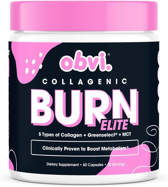 Obvi Burn Elite | Supports Metabolism Boost, Energy, and Focus | Supplement with Collagen and Green Tea | Supports Healthy Hair, Skin, Nails, and Joints | 60 Capsules, 30 Servings - Image 2