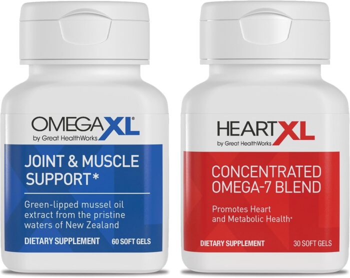 OmegaXL Joint Support Supplement - Natural Muscle Support, Green Lipped Mussel Oil, Soft Gel Pills, Drug-Free, 60 Count + HeartXL 30 Count, High Potency Omega-7 Blend - Image 2