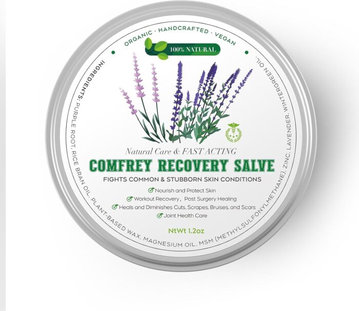 Organic Comfrey Recovery Salve 1.2 oz | Supercharged Herbal Formula with MSM & Zinc for Muscle/Joint Relief | Enhanced with Wintergreen & Magnesium Oil | Plant Salve - Image 2