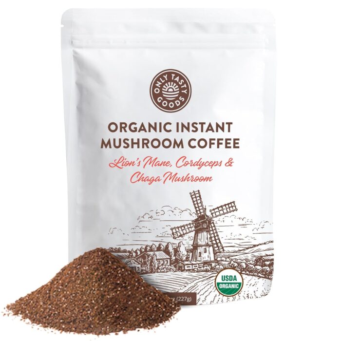 Organic Instant Mushroom Coffee - Lions Mane Cordyceps Chaga Antioxidant Adaptogen Energy Mental Focus Health Immune Support Beverage - Image 2