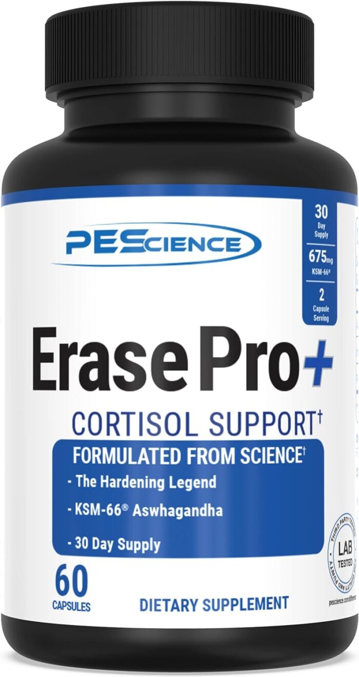 PEScience Erase Pro +, Natural Testosterone Booster for Men, Cortisol Blocker with KSM 66 Aswhagandha, and Estrogen Blocker PCT Supplement, 30 Day Cycle - Image 2