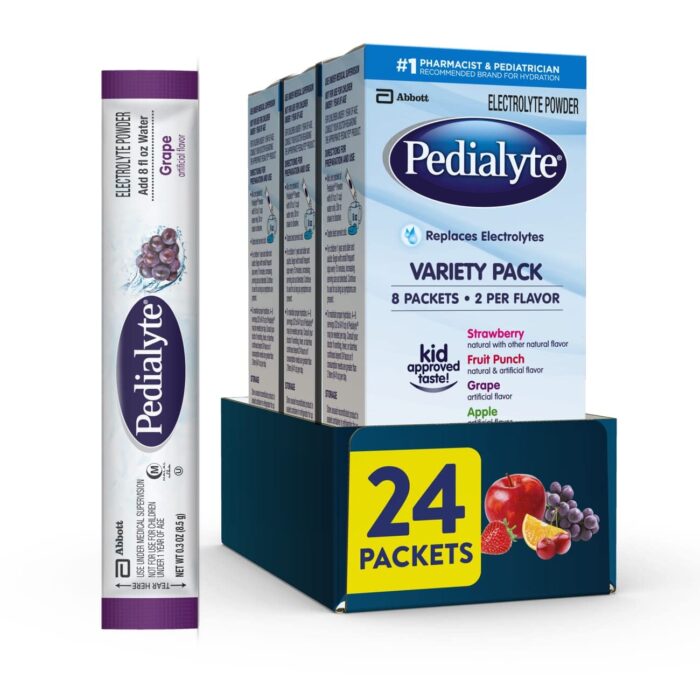 Pedialyte Electrolyte Powder Packets, Variety Pack, Hydration Drink, 8 Count (Pack of 3) Single-Serving Powder Packets - Image 2