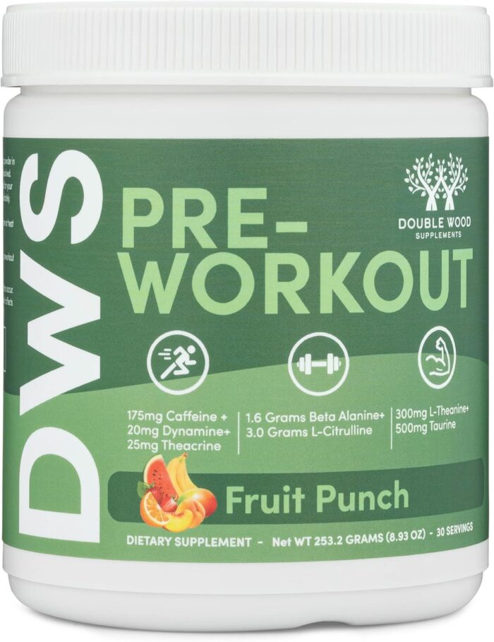 Pre Workout Powder for Men & Women (30 Servings of Caffeine, Beta Alanine, L-Citrulline, Dynamine, L-Theanine, Taurine, Theacrine, & More) Preworkout Powder with Scoop by Double Wood (Fruit Punch) - Image 2