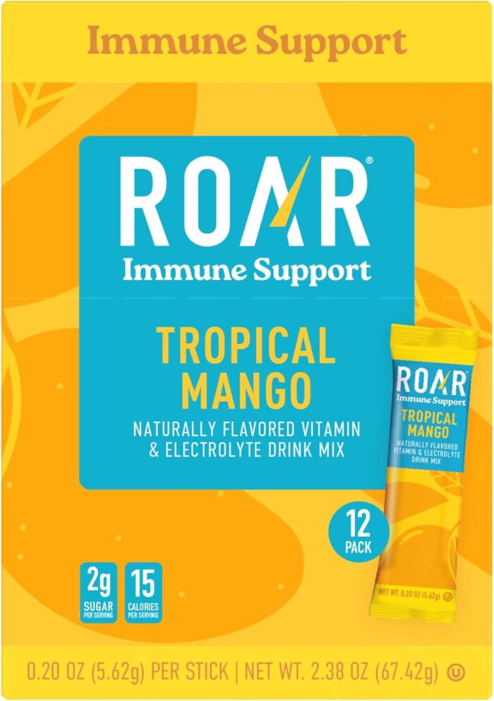 ROAR Immune Support Powder - Hydration Packets with Zinc and Elderberry - Electrolytes Powder - No GMOs, Gluten Free - Tropical Mango - 12 pc - Image 2