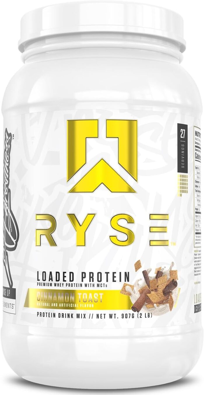 RYSE Loaded Protein Powder - Cinnamon Toast - 25g Whey Protein Isolate & Concentrate with Prebiotic Fiber & MCTs - Low Carb, Low Sugar, Digestive-Friendly - 27 Servings / 2 lb Tub - Image 2