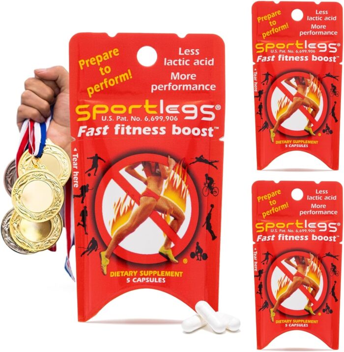 SPORTLEGS Fast Fitness Boost Pre Workout for Men and Women, Lactic Acid Supplement, Sports Endurance Fuel Endurance Supplements for Runners - 5-Cap Packet, Trial Pack of 3 - Image 2