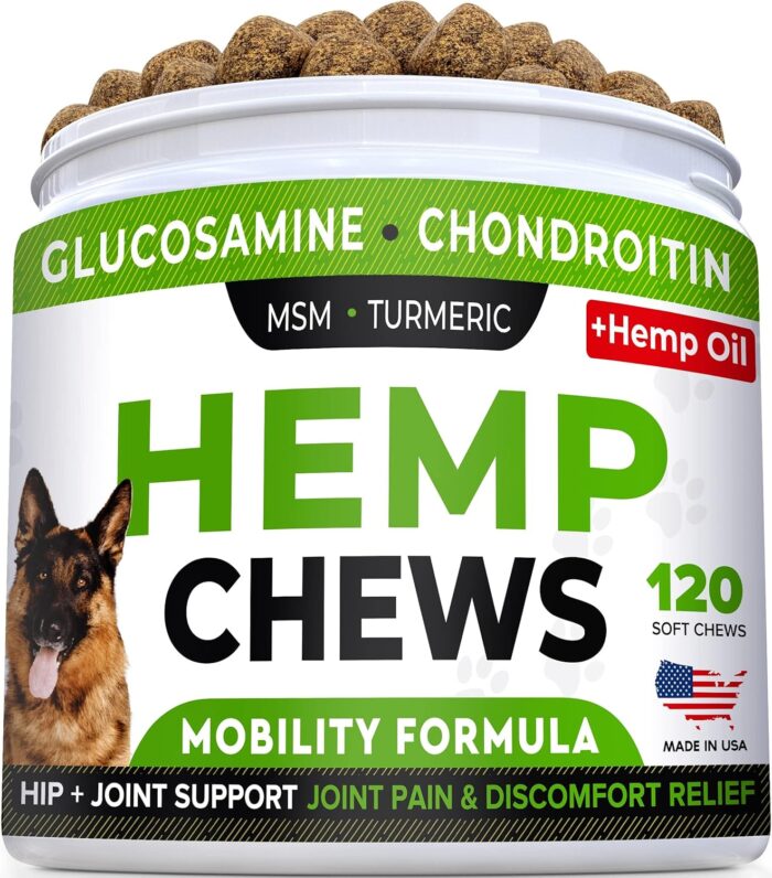 STRELLALAB Hemp Treats + Glucosamine for Dogs - Hip & Joint Supplement - w/Hemp Oil + Protein - Chondroitin, MSM, Turmeric to Improve Mobility & Energy - Natural Joint Pain Relief - Bacon Flavor - Image 2