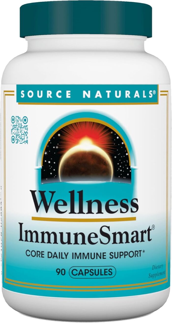 Source Naturals Wellness ImmuneSmart - for Core Daily Immune Support*, with Vitamins A, C, and D, Zinc, Elderberry, Echinacea, Andrographis, Turkey Tail and Garlic - 90 Capsules - Image 2