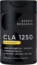 Sports Research CLA - 1250mg with Active Conjugated Linoleic Acid for Men and Women | Non-GMO, Soy & Gluten Free - 95% (90 Softgels) - Image 2