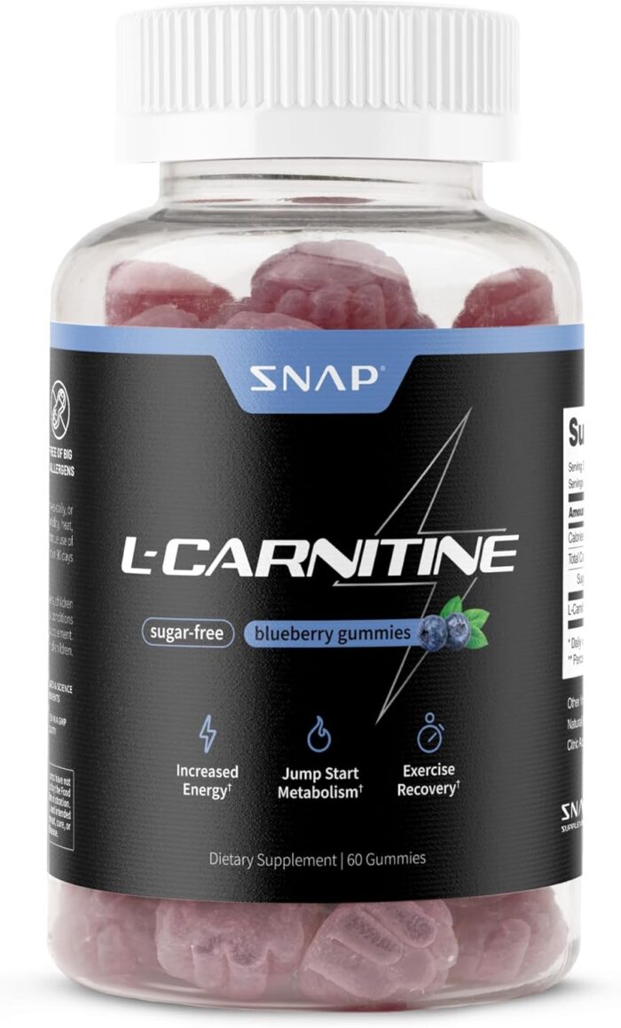Sugar Free L Carnitine 500mg Gummy - Natural Pre Workout L-Carnitine Supplement - Increased Energy, Faster Recovery, Boost Metabolism, Pre Workout for Women & Men, Blueberry Flavor (60 Gummies) - Image 2
