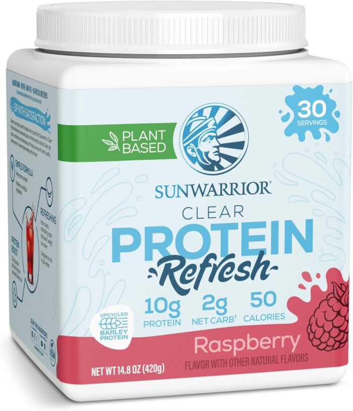 Sunwarrior Clear Protein Powder Plant-Based Water Mix, Vegan and Refreshing Protein and Hydration Supplement 10g Per Serving Raspberry Flavored 420g Tub 30 Servings - Image 2