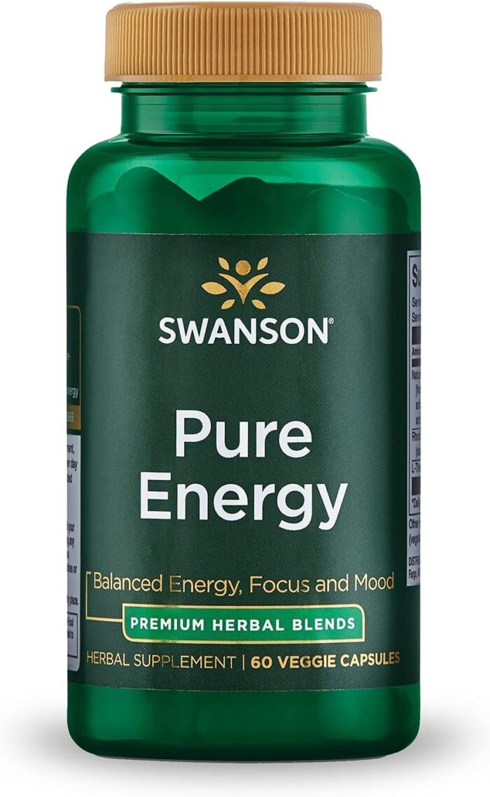 Swanson Pure Energy Metabolism Concentration Focus Support Stress Management Adaptogenic Herbs Herbal Supplement 60 Veggie Capsules (Veg Caps) Vegan - Image 2