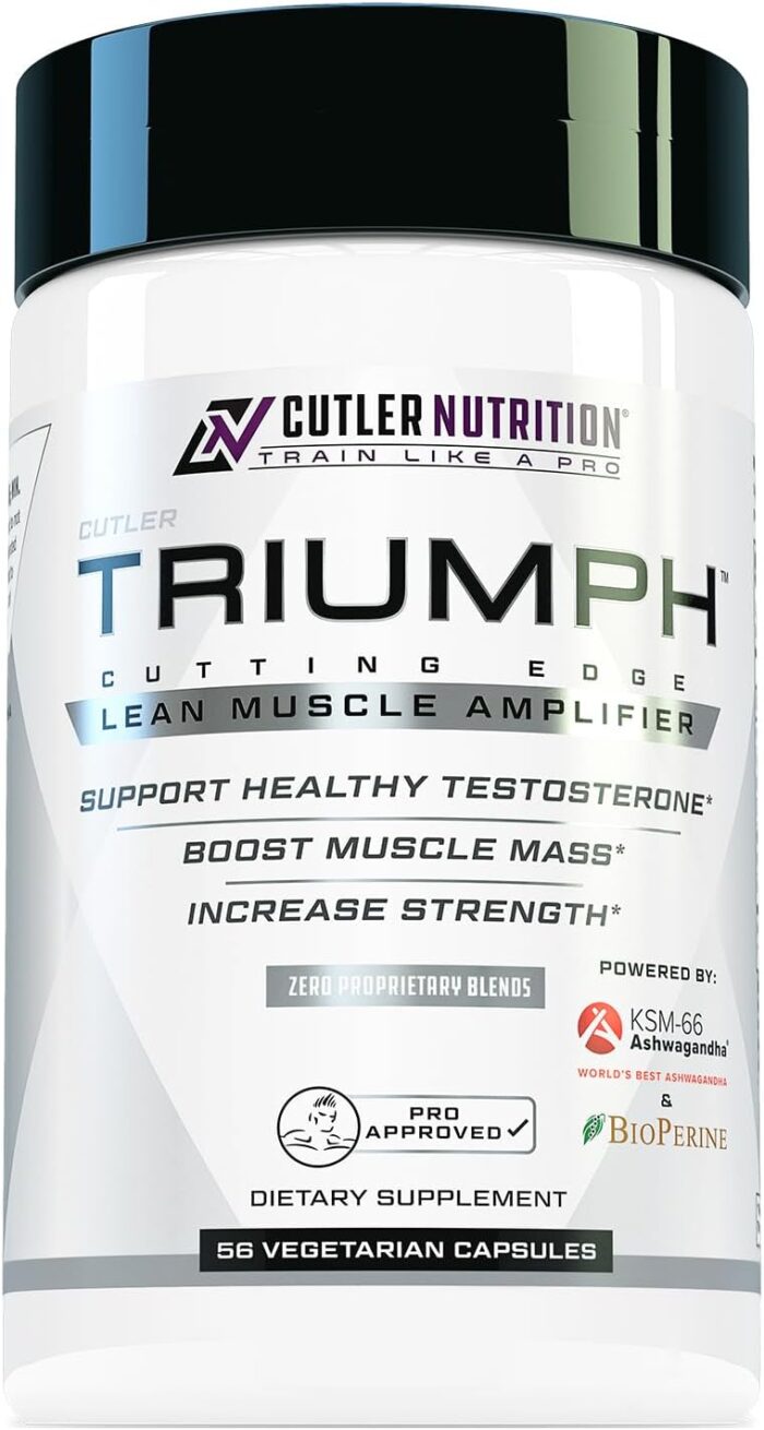 TRIUMPH Testosterone Booster for Men: Best Test Booster and Estrogen Blocker for Men with DIM, KSM 66 Ashwagandha, and Boron Citrate, Build Natural Lean Muscle Mass and Strength, 56 Veggie Capsules - Image 2