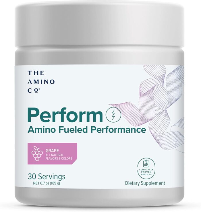 The Amino CO. - Perform Pre Workout Powder Supplement with Pure EAA Amino Acids & Natural Flavor, Stevia Sweetened Preworkout Energy Boost for Men & Women - Grape (6.7 oz) - Image 2