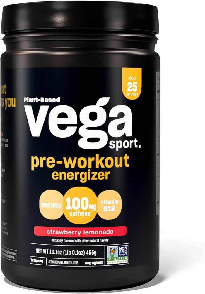 Vega Sport Pre-Workout Energizer, Strawberry Lemonade - Pre Workout Powder for Women & Men, Supports Energy and Focus, Electrolytes, Vegan, Keto, Gluten Free, Non GMO, 1.1 lbs - Image 2
