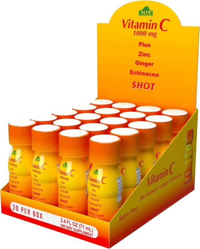 Vitamin C Shot 1000MG - Immunity Booster with Zinc, Ginger, & Echinacea - Protect Your Immunity - Fight The Common Cold - Orange Flavor - 2.4 FL Oz Bottle - 20 Pack - Image 2