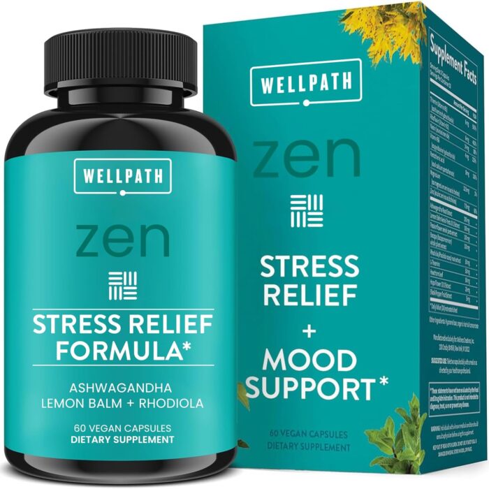 WellPath Zen Stress Relief Supplement + Mood Support | Calm, Stress & Energy Support | Ashwagandha Root, Rhodiola Rosea, L-Theanine, Lemon Balm | Herbal Capsules, 60 Ct - Image 2