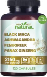 Why Not Natural 4-in-1 Organic Black Maca Root, Ashwagandha, Fenugreek, Panax Ginseng Capsules, Supplement for Men and Women - Image 2