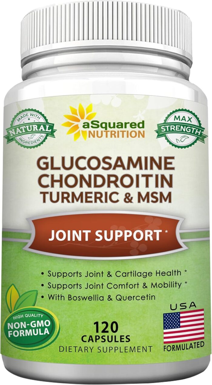 aSquared Nutrition Glucosamine Chondroitin Turmeric MSM Boswellia - 120 Capsules - Joint Support Supplement - Joint Support Relief Pills for Health - Natural Supplement for Back, Knee & Hands - Image 2