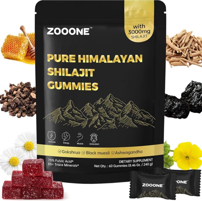 zooone- Pure Himalayan Shilajit Gummies – Premium Shilajit for Men & Women, Energy & Stamina Booster, Supports Immune & Muscle Health – Natural Herbal Blend with Ashwagandha & Black Musli - Image 2