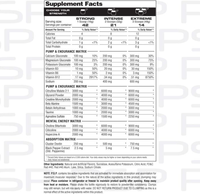 Metabolic Nutrition P.S.P. Physique Stimulating PreWorkout 672g Zero Sugar Caffeine Free (Watermelon) - Image 4