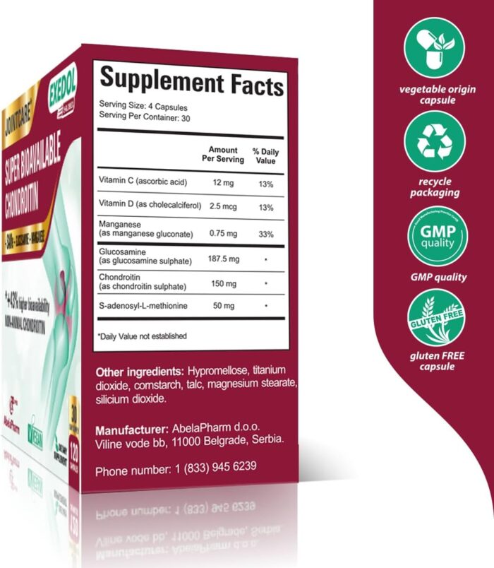 Chondroitin Glucosamine Capsules. Supports Joints and Helps Cartilage Regeneration, 120 Count - Image 3
