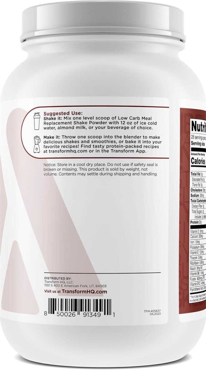 TransformHQ Meal Replacement Shake Powder 28 Servings (Chocolate) - Gluten Free, Non-GMO - Image 4