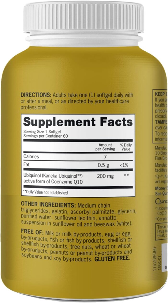 Qunol Ubiquinol CoQ10 200mg Softgels, Powerful Antioxidant for Heart and Vascular Health, Essential for Energy Production, Natural Supplement Active Form of CoQ10, 60ct Softgels - Image 9