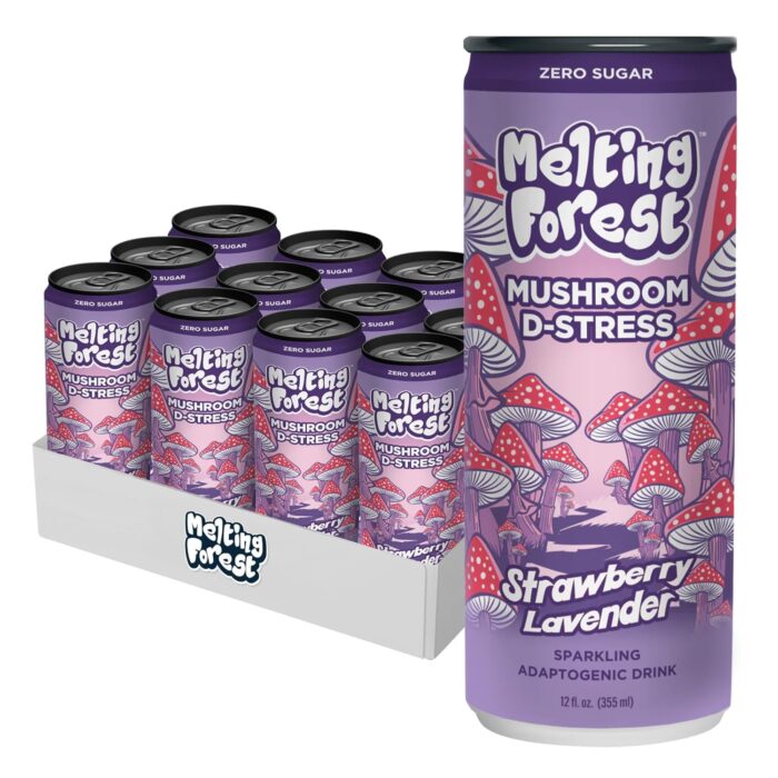 Melting Forest Mushroom D-Stress Drink - Reishi & Lion's Mane - Stress Relieving & Focus - Cognitive Function & Mental Clarity - 12 Pack - Strawberry Lavender - Image 3