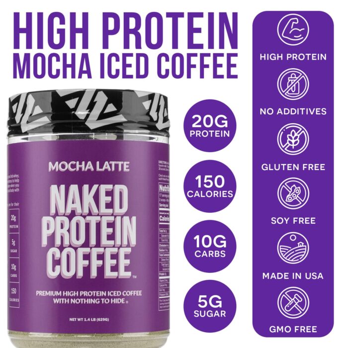 Naked Nutrition Mocha Latte Protein Coffee - Premium Instant Coffee - Protein Shake, Iced Coffee, Protein Drinks, Delicious Keto Friendly and Gluten Free, 17 Servings - Image 3