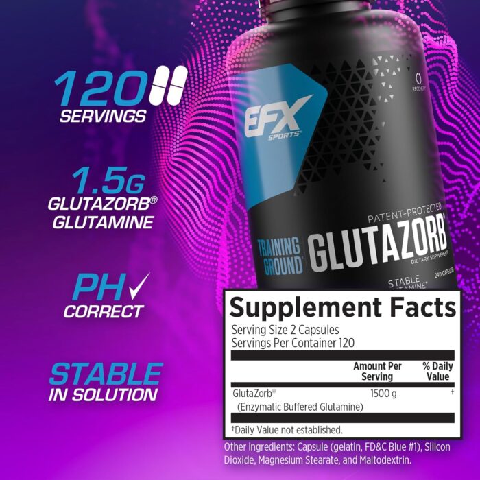 EFX Sports Training Ground Glutazorb Powder | Highly Concentrated, pH Correct Glutamine Supplement | Digestion & Immune Support | 140 Servings (Unflavored) - Image 3