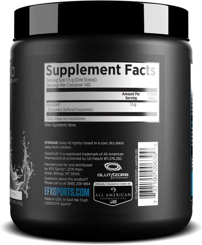EFX Sports Training Ground Glutazorb Powder | Highly Concentrated, pH Correct Glutamine Supplement | Digestion & Immune Support | 140 Servings (Unflavored) - Image 8