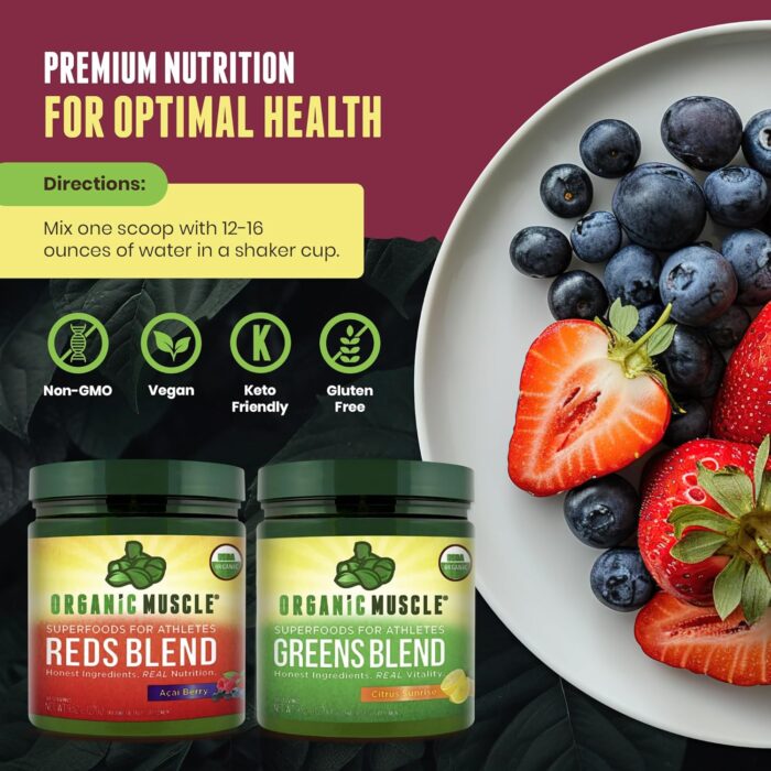 Organic Muscle Reds Powder | Caffeine-Free Energy & Heart Support | Pre-Workout with Beet Root, Acai, Pomegranate & Antioxidants | Non-GMO, Vegan, 30 Servings - Image 4