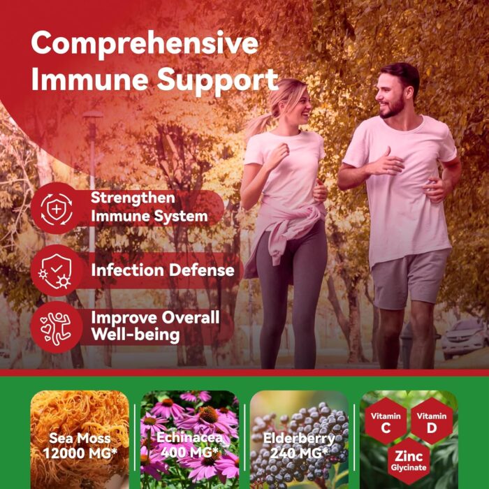 All-in-1 Irish Sea Moss Pills with Ashwagandha, Ginkgo Biloba, Turmeric & Vitamin C for Energy, Focus & Immune Support - 60ct Sea Moss Pills - Image 6