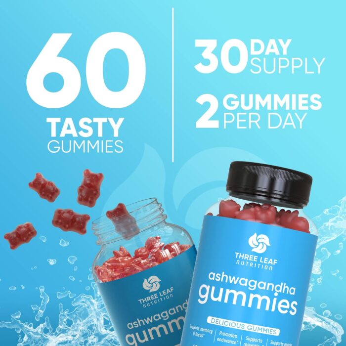 Ashwagandha Gummies for Men & Women - Ashwagandha Supplements Supports Focus, Memory, Calmness & Energy - Ashwagandha Extract Gummy - 60 Gummies - Image 6