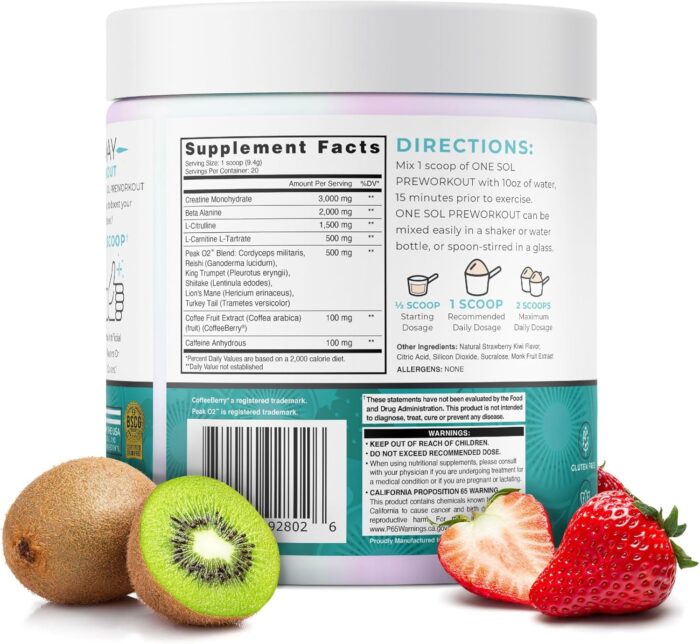One Sol Pre-Workout for Women, Enhanced Pump & Focus, No Jitters Or Crash, Natural Ingredients, 100% Vegan, Gluten Free & Soy Free, (Strawberry Kiwi) - Image 8