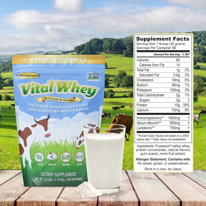 Grass-Fed Whey Protein Powder for Immune Vitality, Natural Vanilla 600g (30 Servings), 15g Protein Per Serve, Vital Whey, Clean Holistic, Wellness Nutrition - Image 6