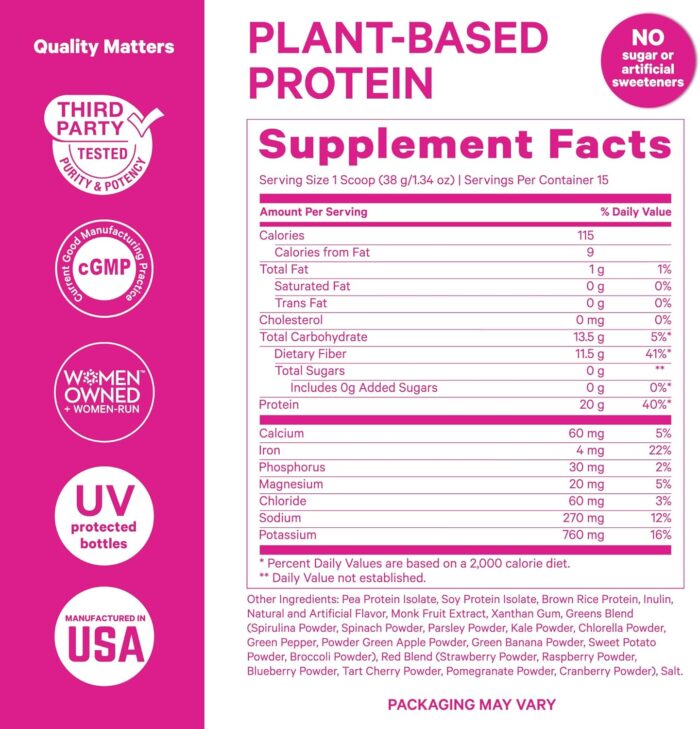Pink Stork Protein Powder for Women, 20g Plant Based Protein Powder with Fiber + Superfoods, Gluten Free, Dairy Free, Sugar Free, Vanilla Protein Shake - 15 Scoops - Image 5