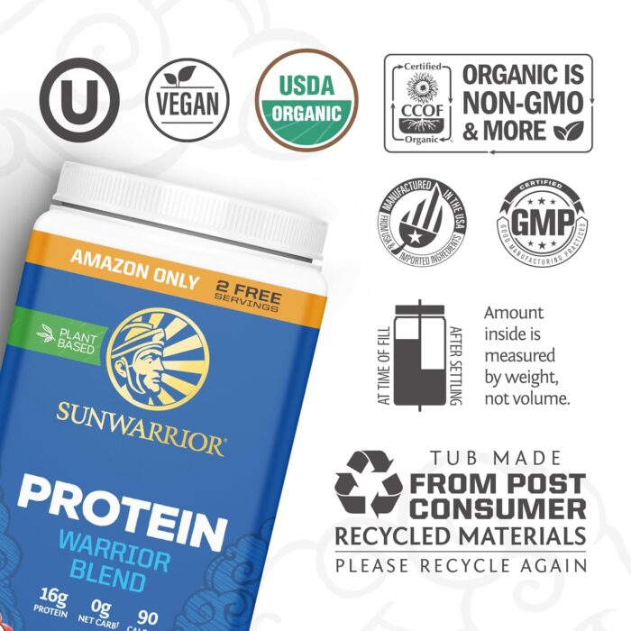 Organic Plant Based Protein Powder | Vegan Organic Protein Powder Chocolate Flavored with BCAA Amino Acids & Hemp Seed Pea Blend | Non-GMO Soy Dairy Filler & Gluten Free (Chocolate, 32 Servings) - Image 4