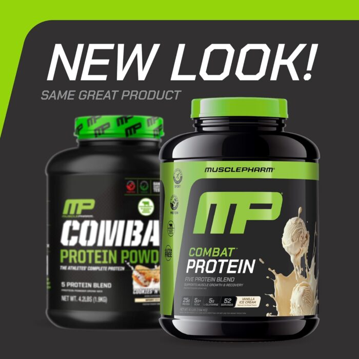 MusclePharm Combat Protein Powder, Vanilla Flavor, Fuels Muscles for Productive Workouts, 5 Protein Sources including Whey Protein Isolate & Egg Albumin, Gluten Free, 4 lb, 52 Servings - Image 3