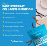 Paleovalley 100% Grass Fed Bone Broth Protein Powder - Vanilla - Rich in Collagen for Hair, Skin, Gut Health, Bone and Joint Support - 28 Servings - Image 4