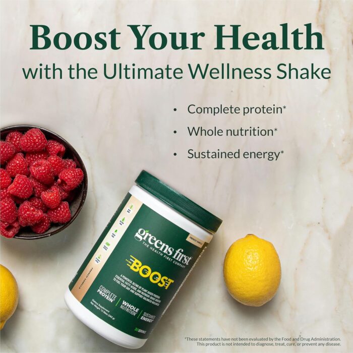 Greens First Boost - Plant-Based Protein & Balanced Nutrition - Superfood Shake Mix - No Wheat or Soy - Dairy-Free - Vegan - Dutch Chocolate, 12.28 oz. - Image 4